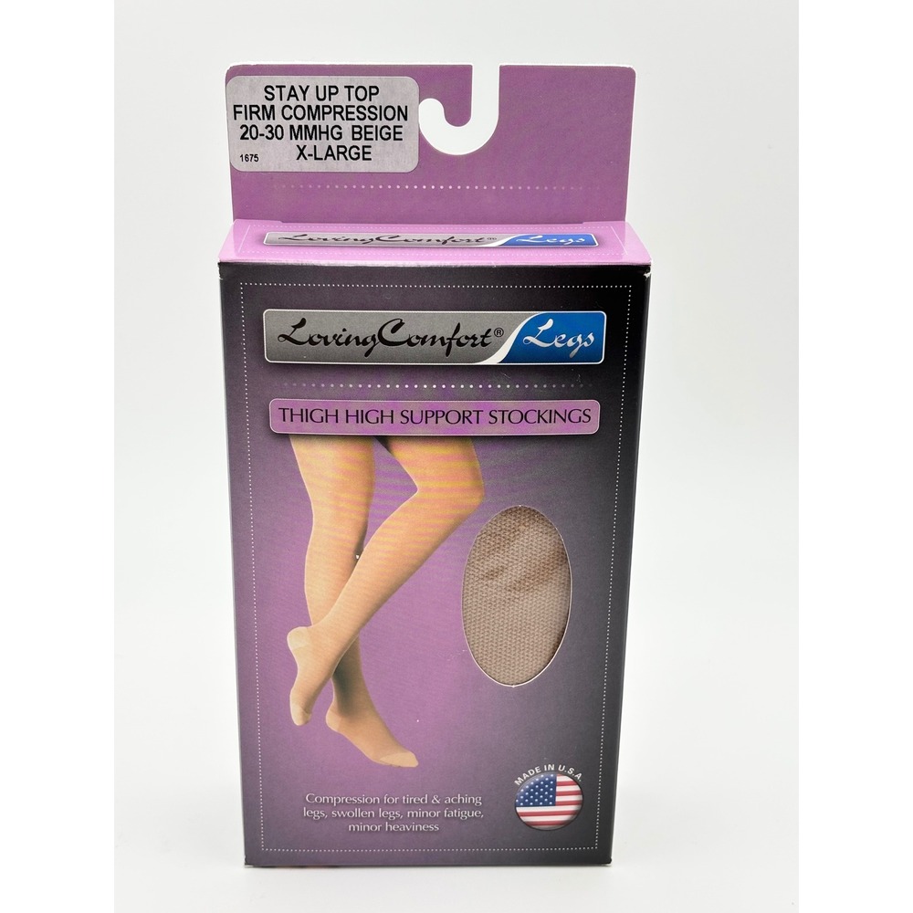 Loving Comfort Legs Thigh High Support Stockings 20-30 mmHg Beige XL 1675